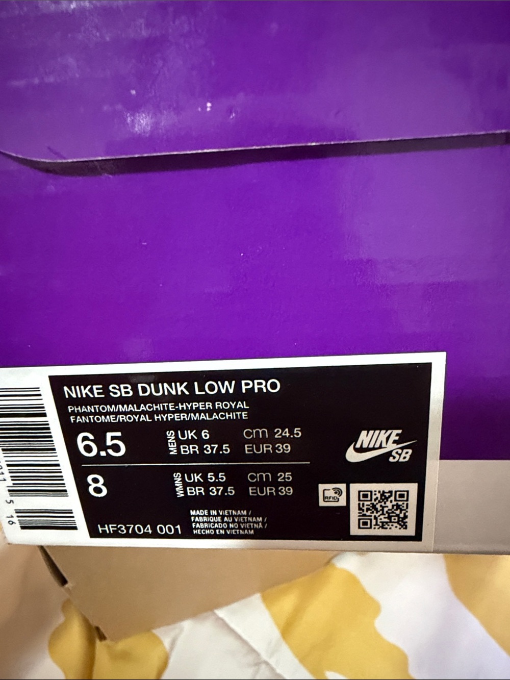 Nike SB Dunk Low Pro Box Label - Purple/Black